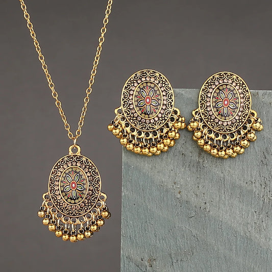Indian Jewelry Gold Color Earring/Necklace Set